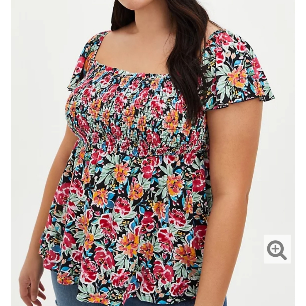 NWT Torrid Smocked baby doll blouse